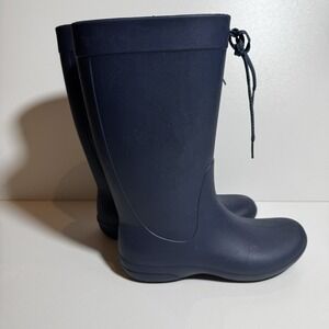 Crocs Freesail Tall Rain Boots Womens 9 Blue Rubber Pull‎ On Lightweight